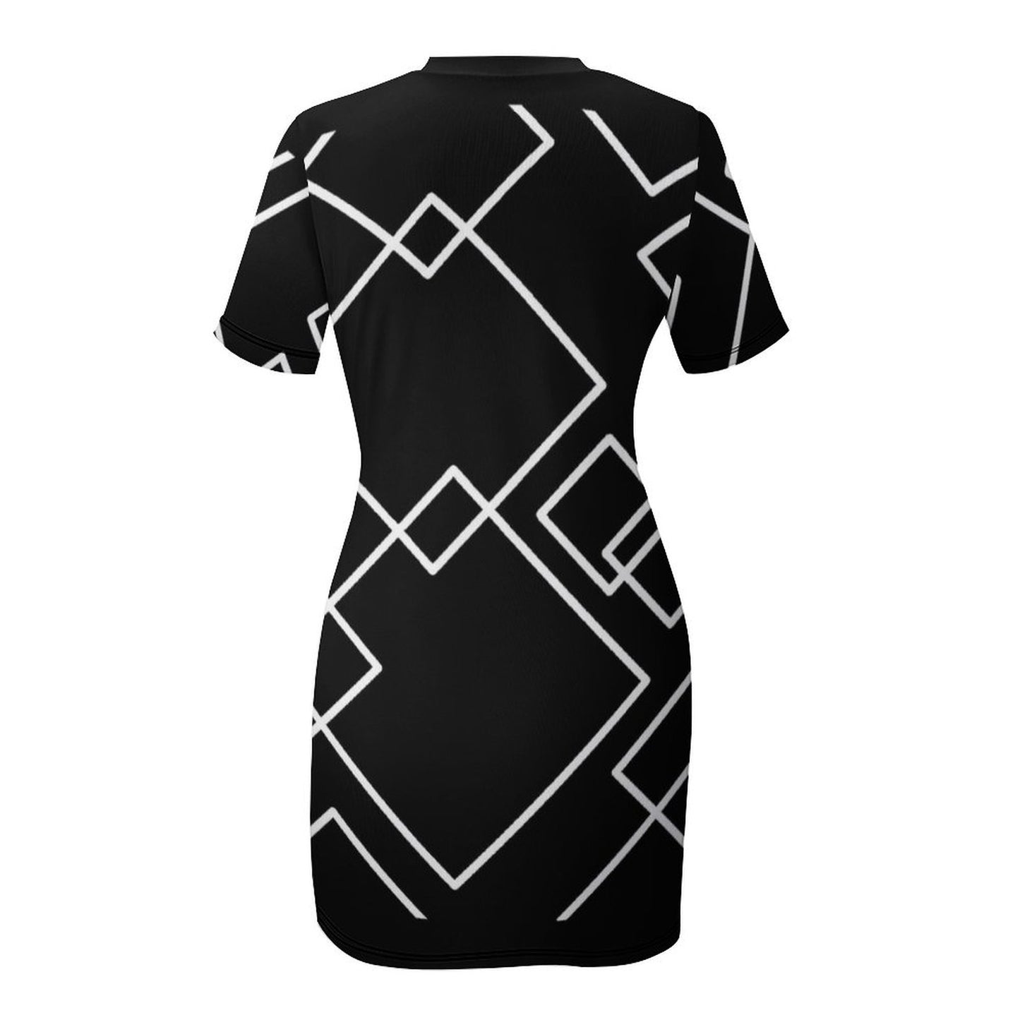 Black Squared Short Sleeve Dress