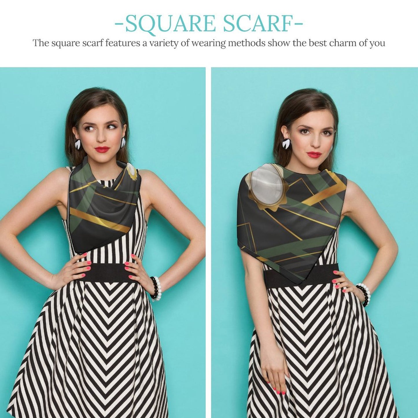 Green Abstract Silk Scarf