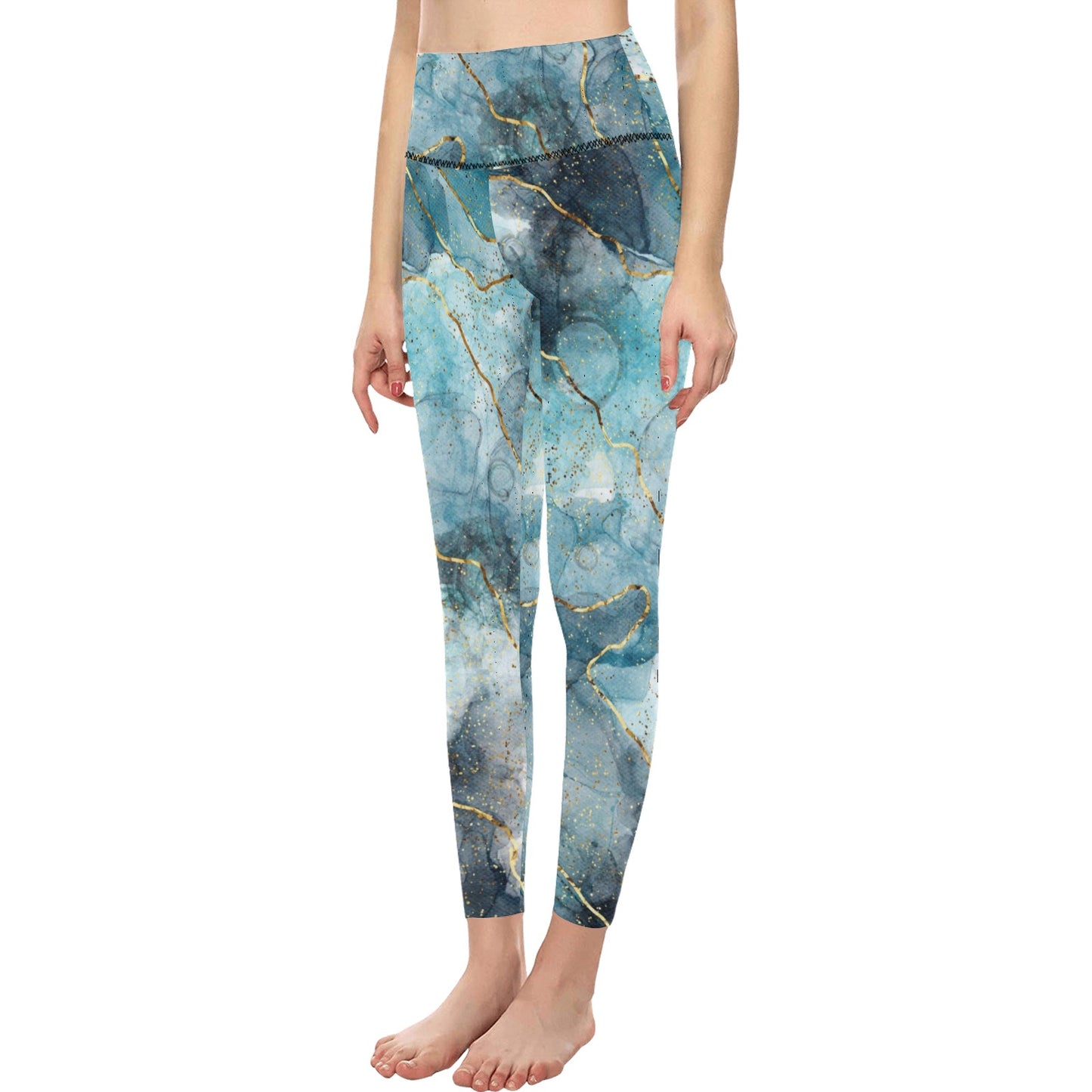 Teal Marble High-Waisted Leggings