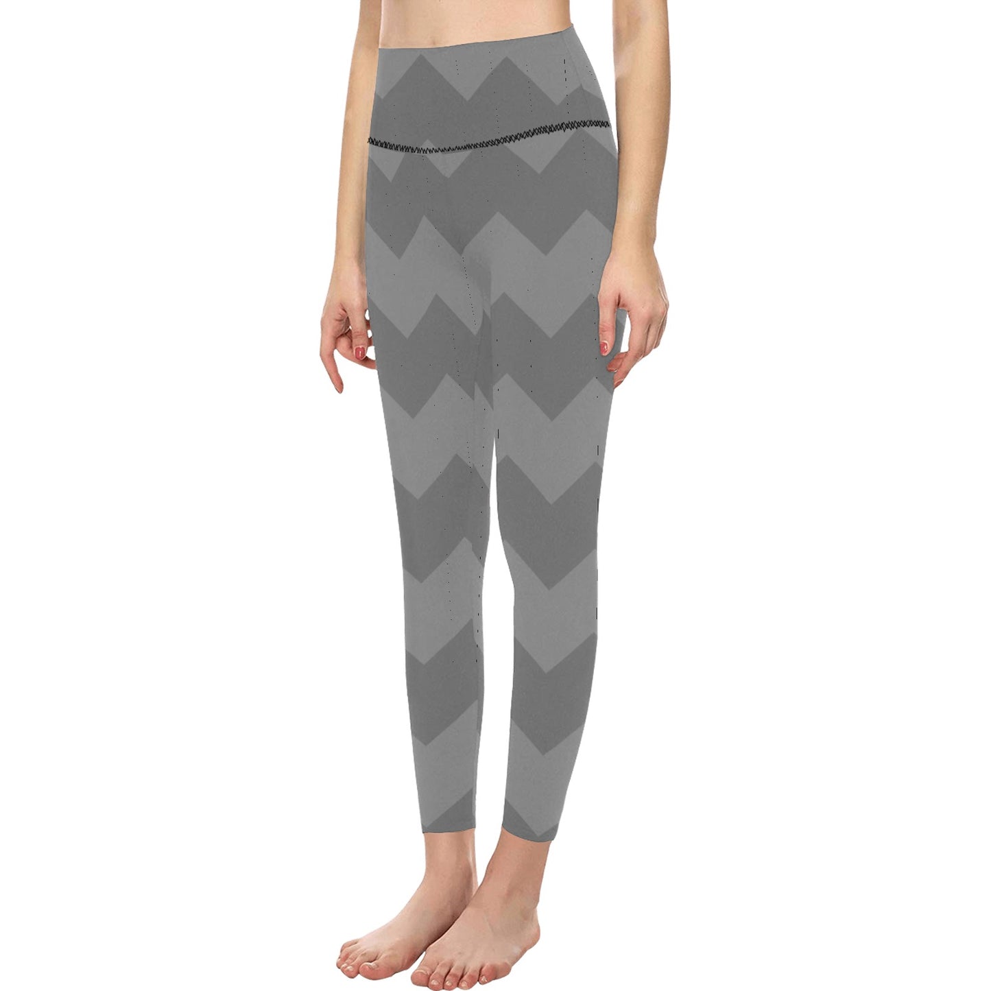 Gray Zigzag High-Waisted Leggings