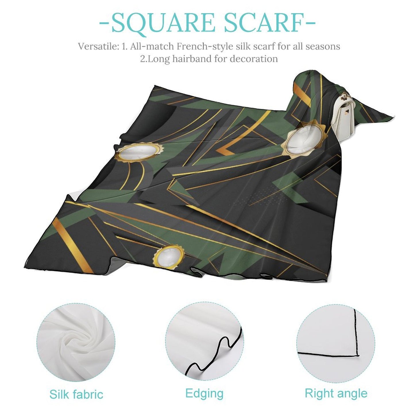 Green Abstract Silk Scarf
