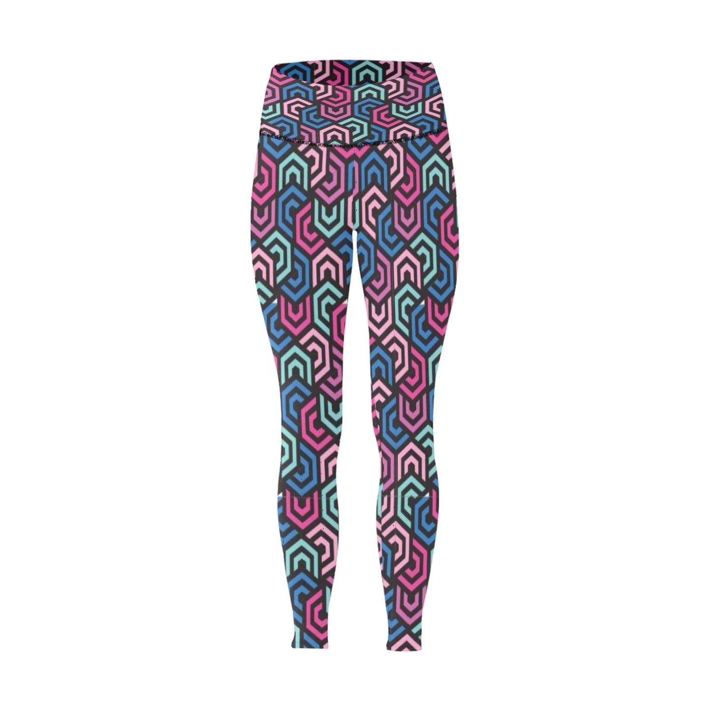 Colorful Polygon High-Waisted Leggings