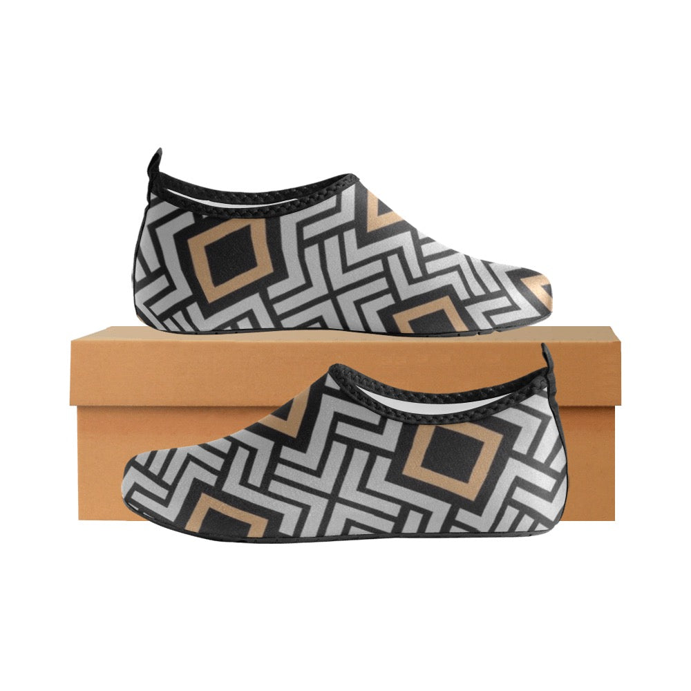 Gold and Black Lines Kids' Slip-On Water Shoes