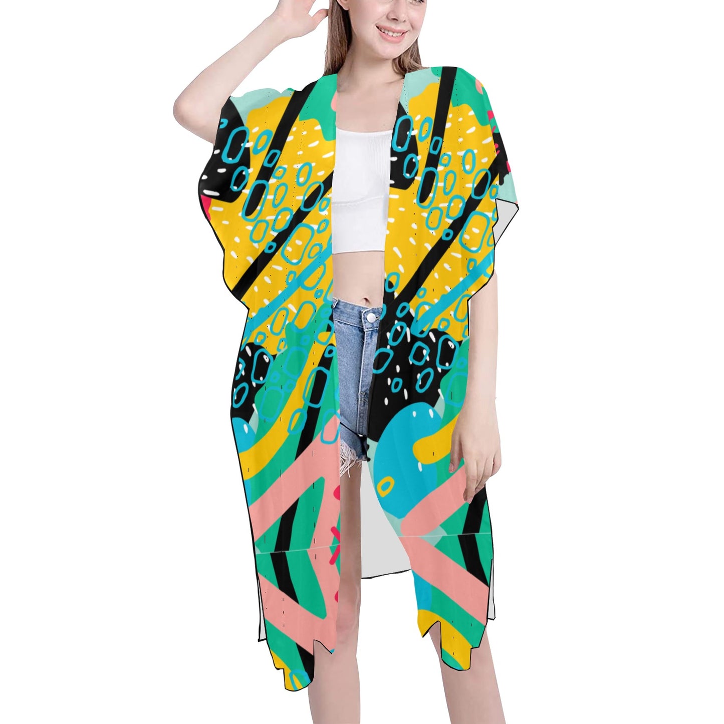 Colorful water flow Chiffon Cover Ups