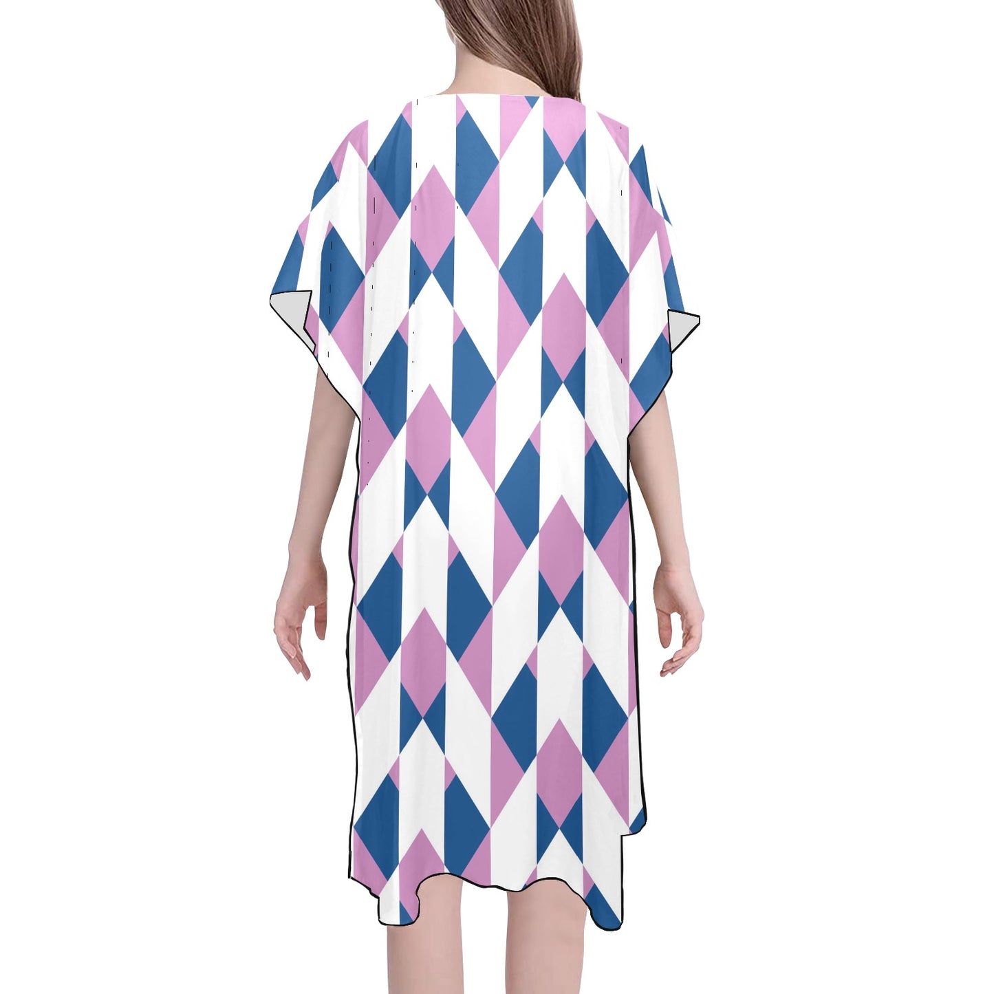 Abstract Checkered Pattern Chiffon Cover Ups