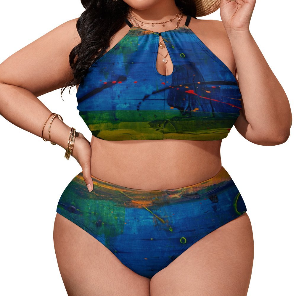 Blue Canvas Two-piece Swimsuit