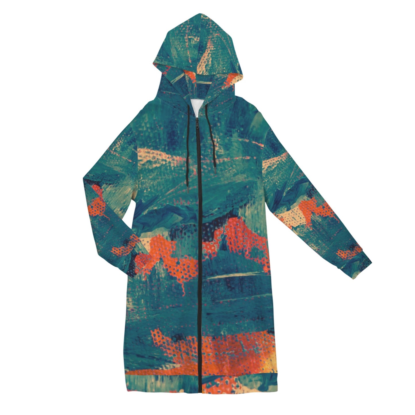 Fire Greenish Women's Long Hooded Coat