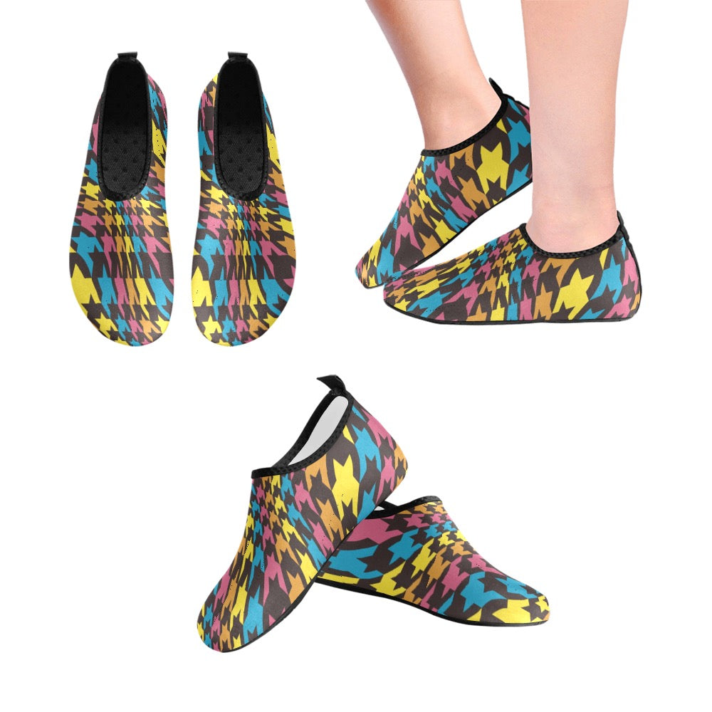 Colorful Houndstooth Kids' Slip-On Water Shoes