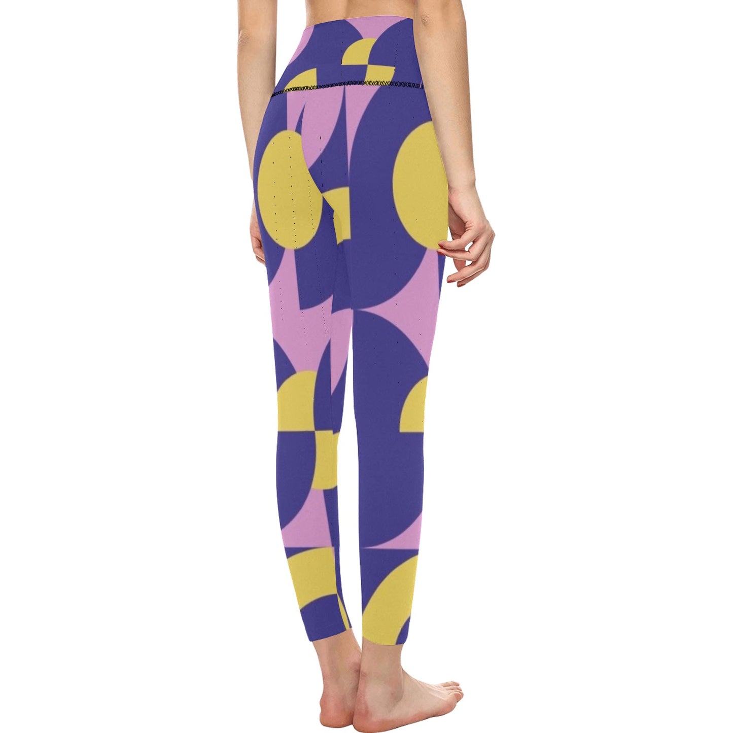 Purple-ish Geometric High-Waisted Leggings