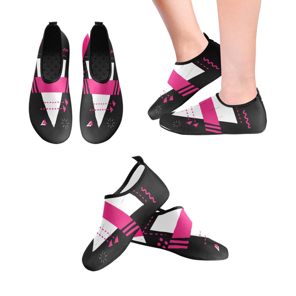 Pink and Black Kids' Slip-On Water Shoes