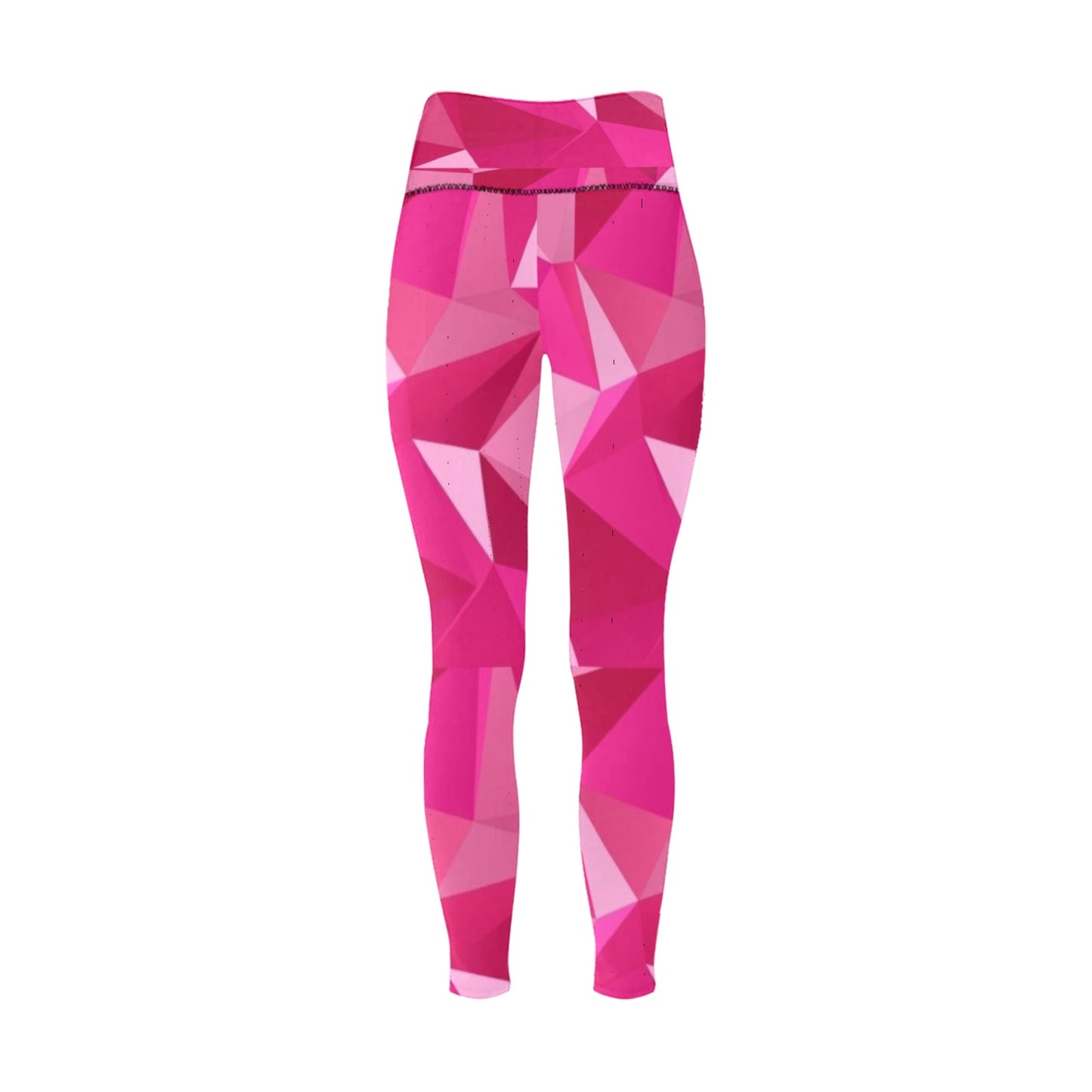 Pink Geometric High-Waisted Leggings