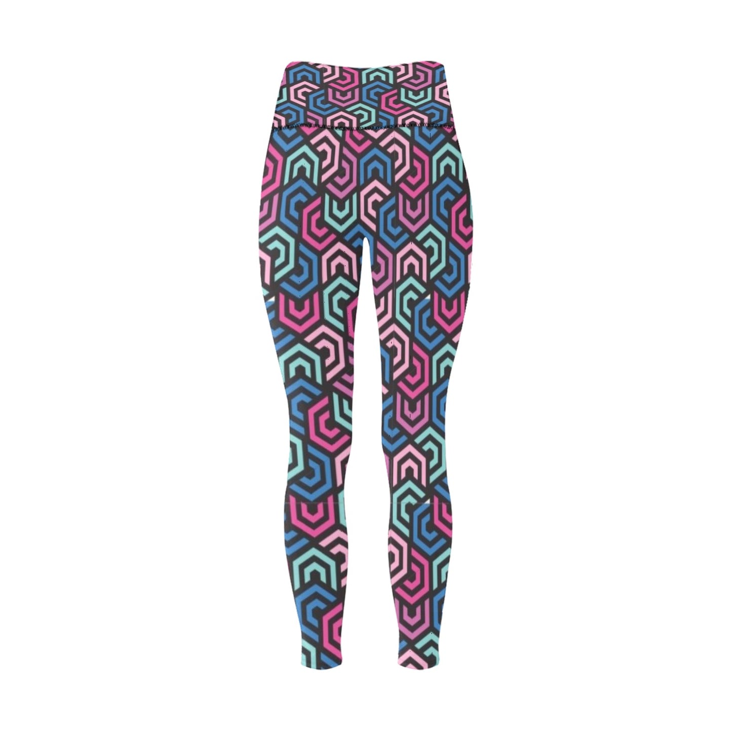 Colorful Polygon High-Waisted Leggings