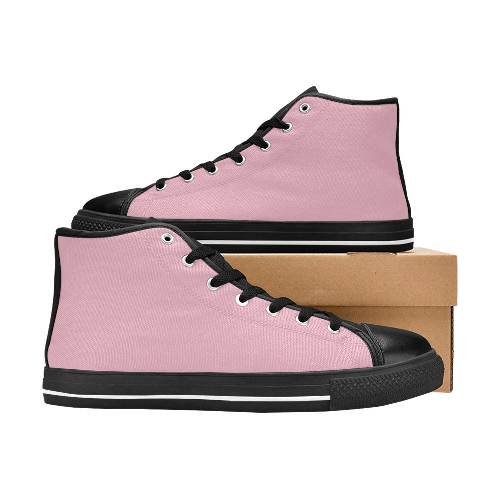 Light Pink Men's High Top Canvas Shoes