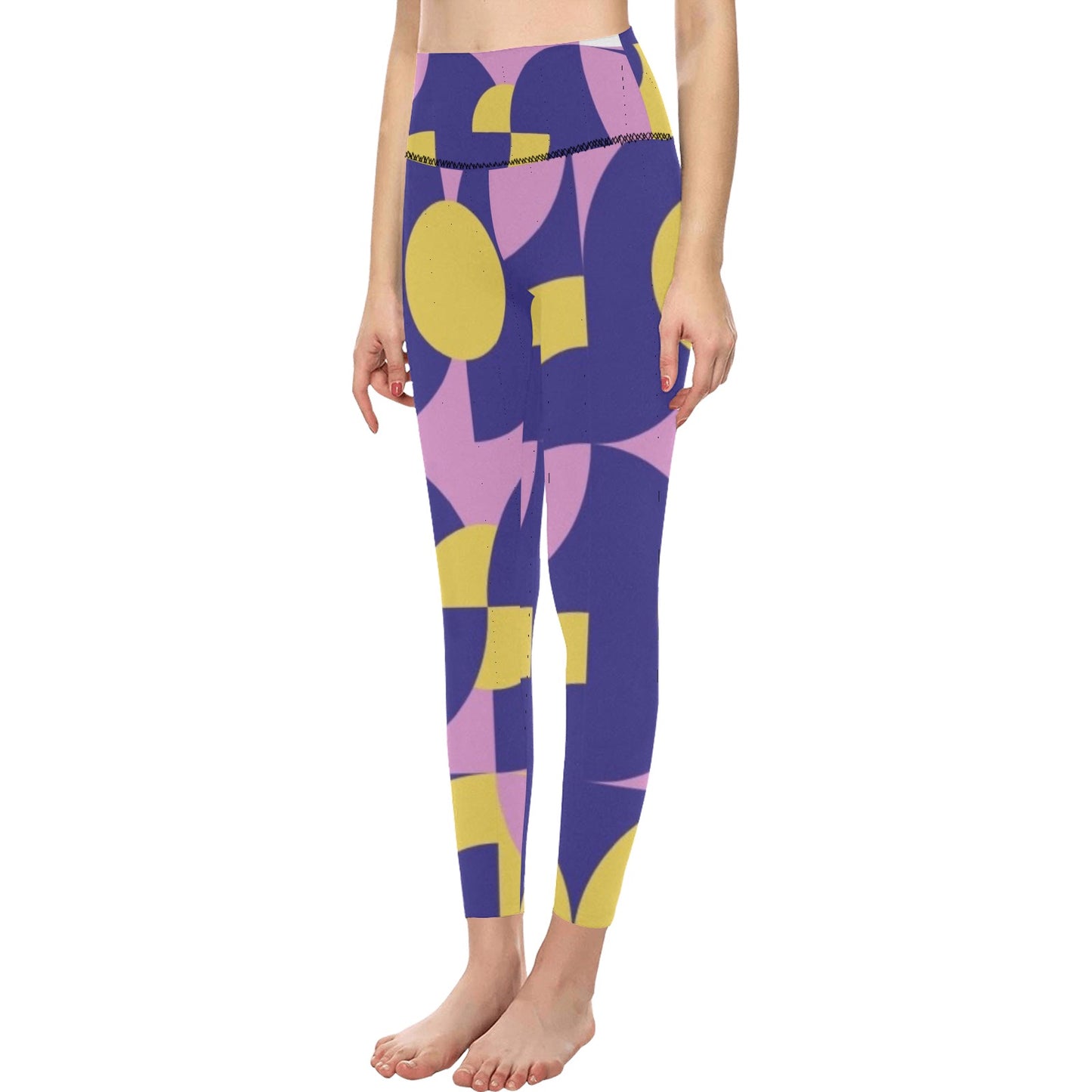 Purple-ish Geometric High-Waisted Leggings