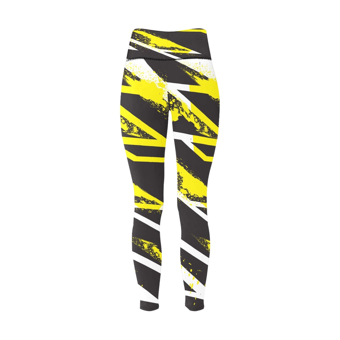 Black and Yellow Slash High-Waisted Leggings