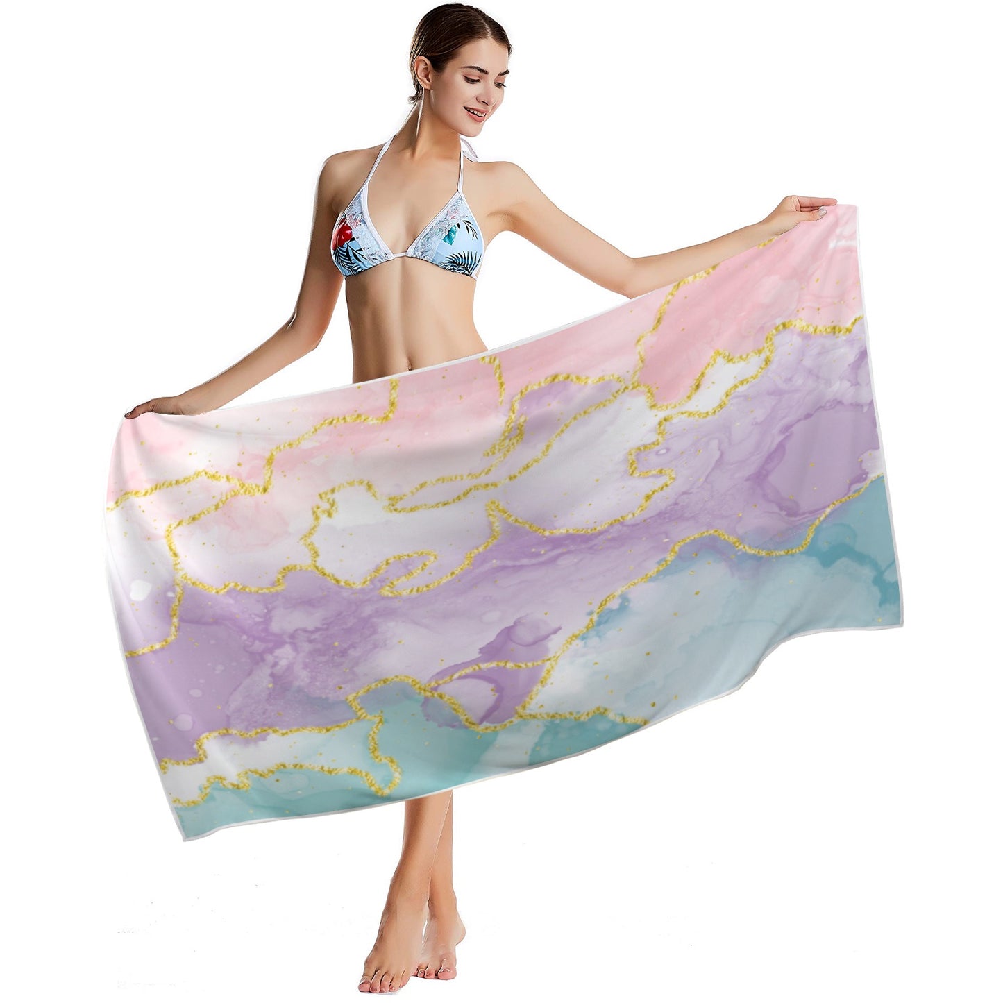 Pastel Marble Quick-Dry Beach Towel 30"x61"