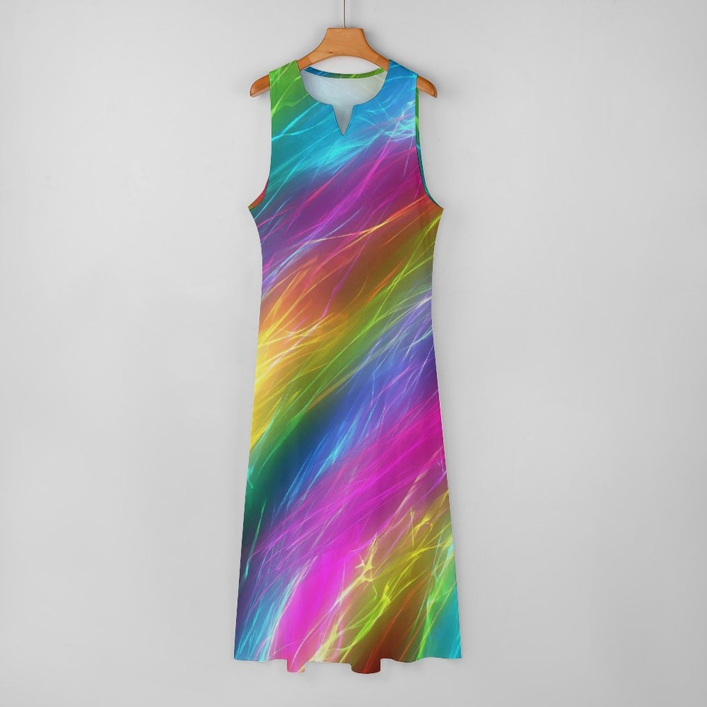 Neon Rainbow Sleeveless Long Dress