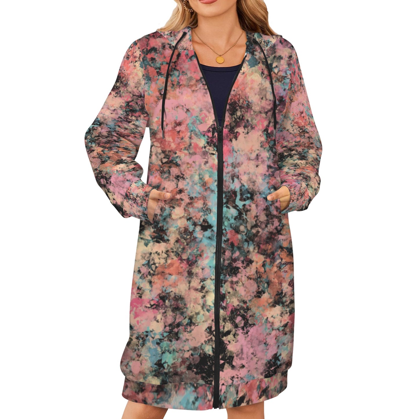 Peach Granite Women's Long Hooded Coat