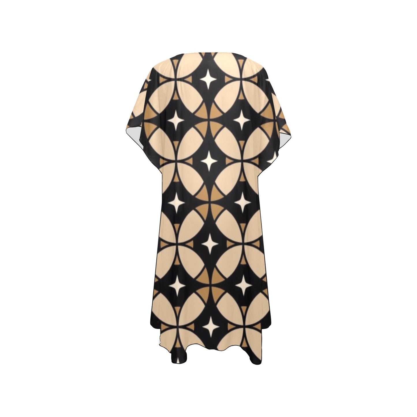 Black and Brown Geometric Chiffon Cover Ups