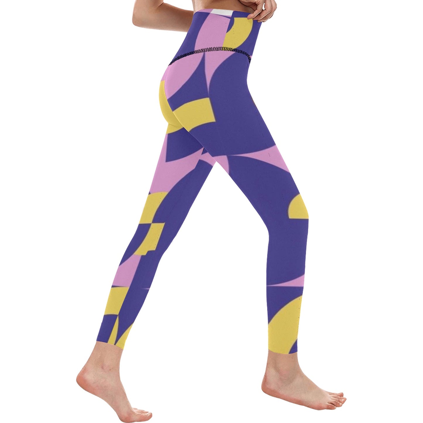 Purple-ish Geometric High-Waisted Leggings