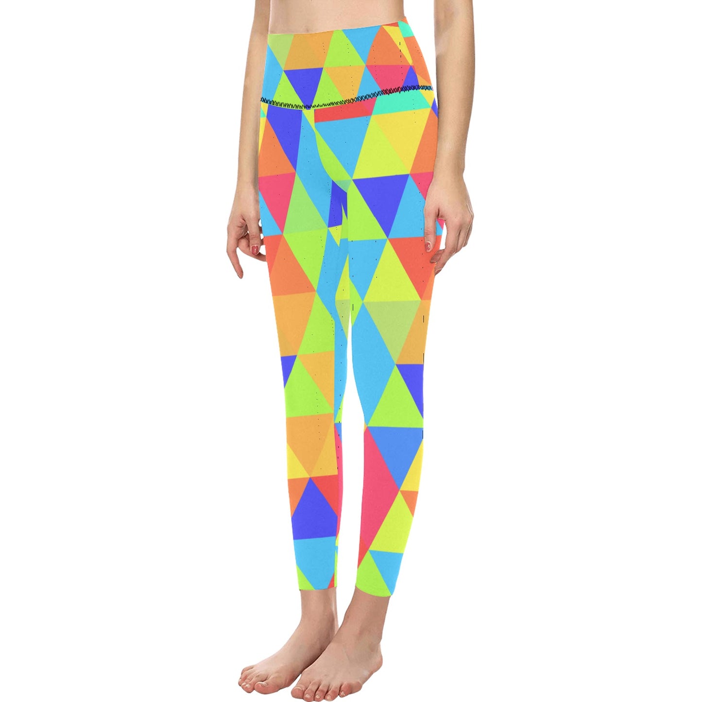 Neon Triangles High-Waisted Leggings