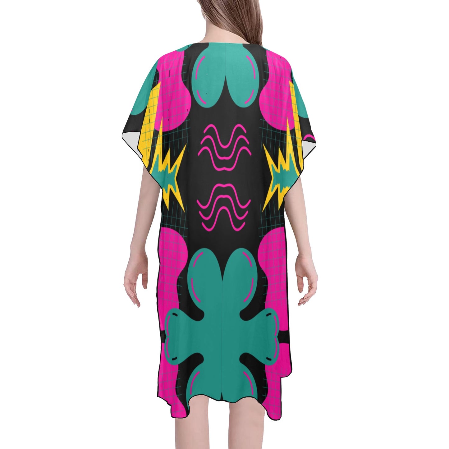 Teal Pink Design Chiffon Cover Ups