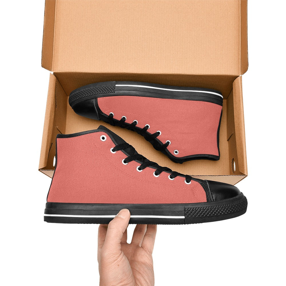 Salmon Men's High Top Canvas Shoes