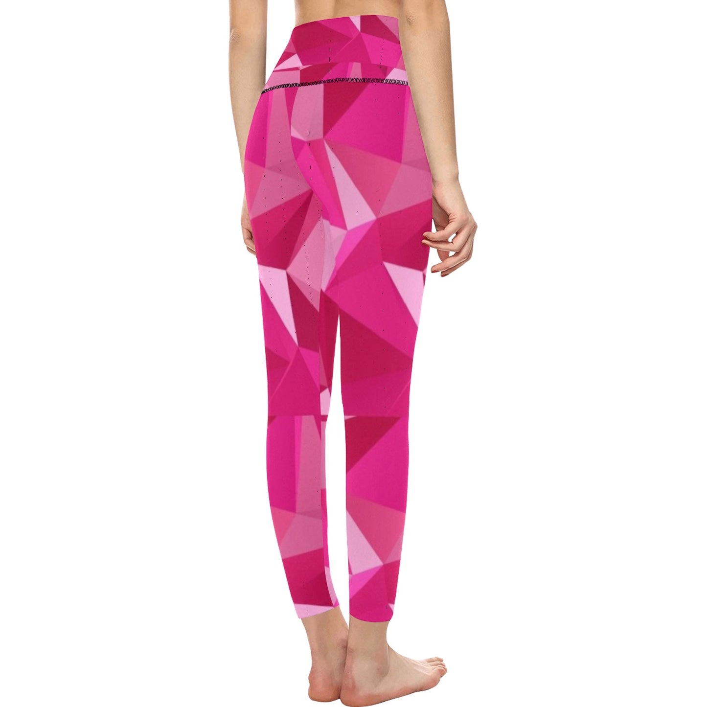 Pink Geometric High-Waisted Leggings