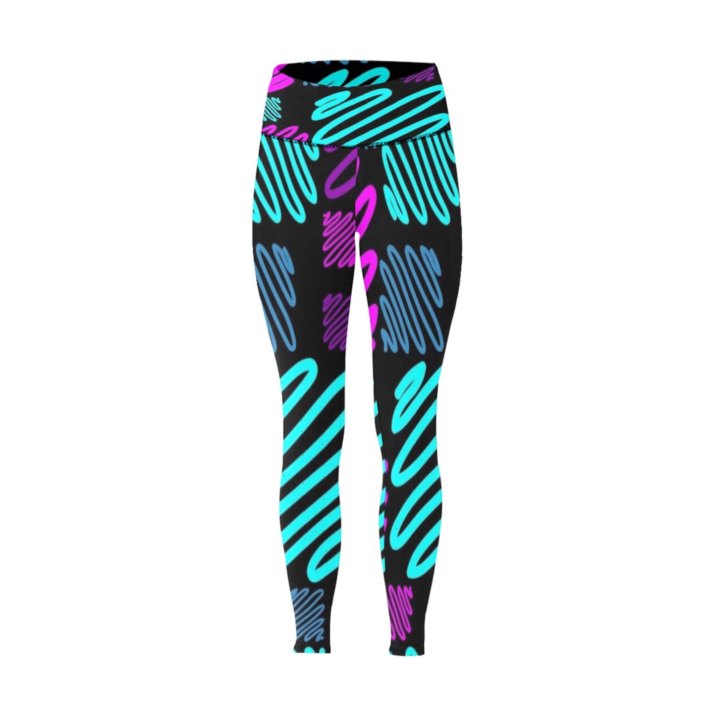 Pink and Teal High-Waisted Leggings