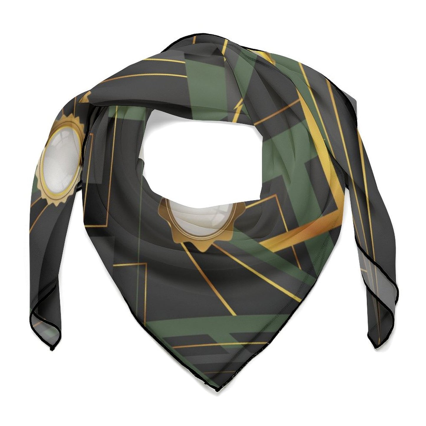 Green Abstract Silk Scarf