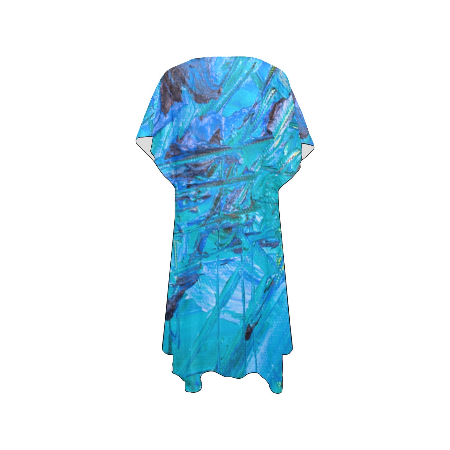 Blue & Aqua Mid-Length Side Slits Chiffon Cover Ups