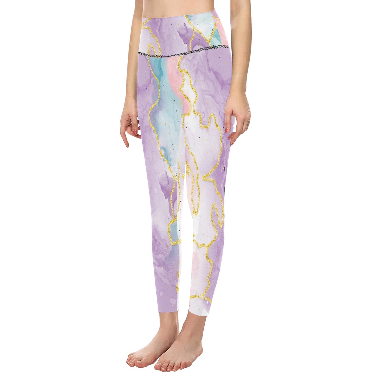 Pastel Marble High-Waisted Leggings