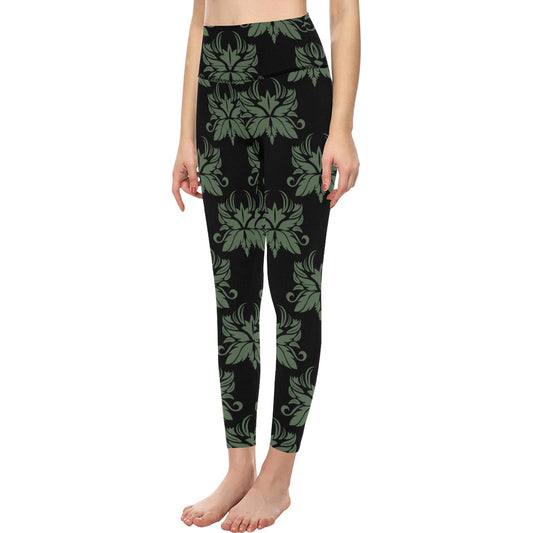 Black and Green High-Waisted Leggings