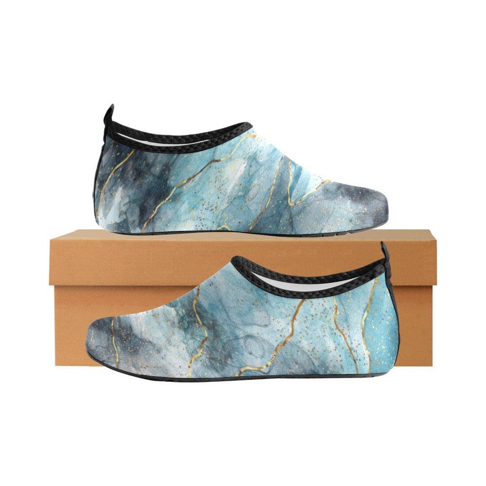 Teal Marble Kids' Slip-On Water Shoes