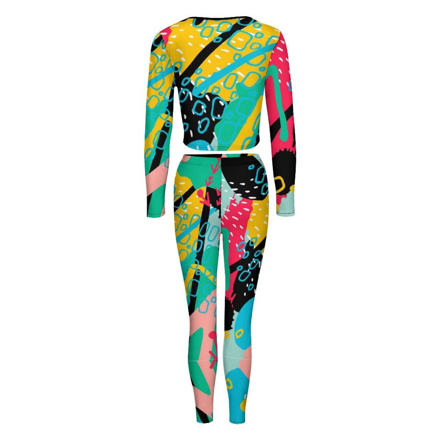 Color Water Flow V-neck Long Sleeve Yoga Set