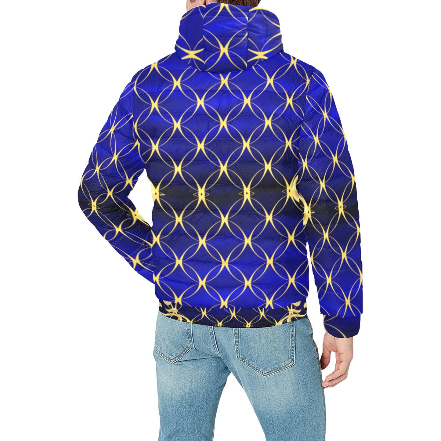 Royal Blue Fashion Men's Padded Hooded Jacket