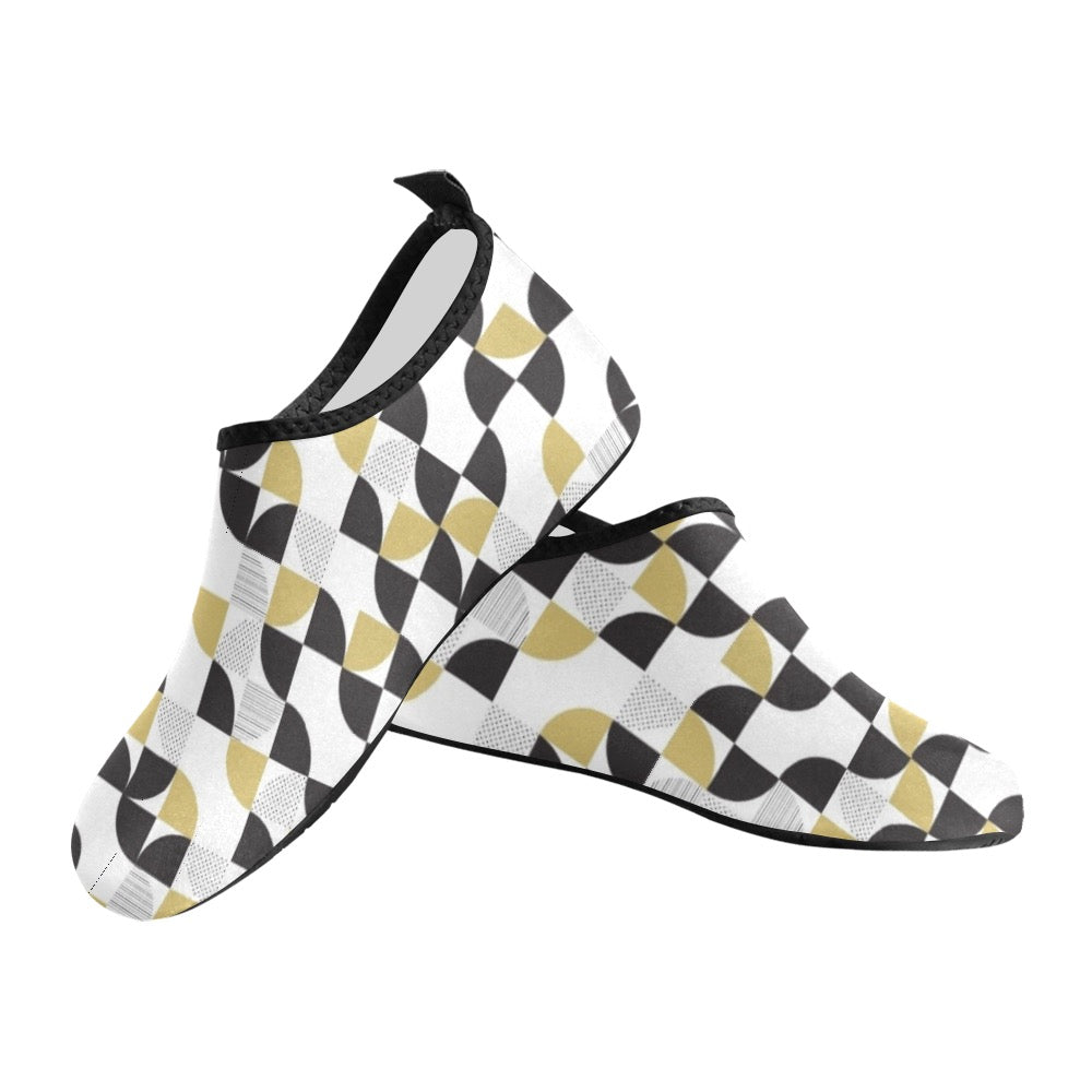 Black & Tan Geometrics Kids' Slip-On Water Shoes