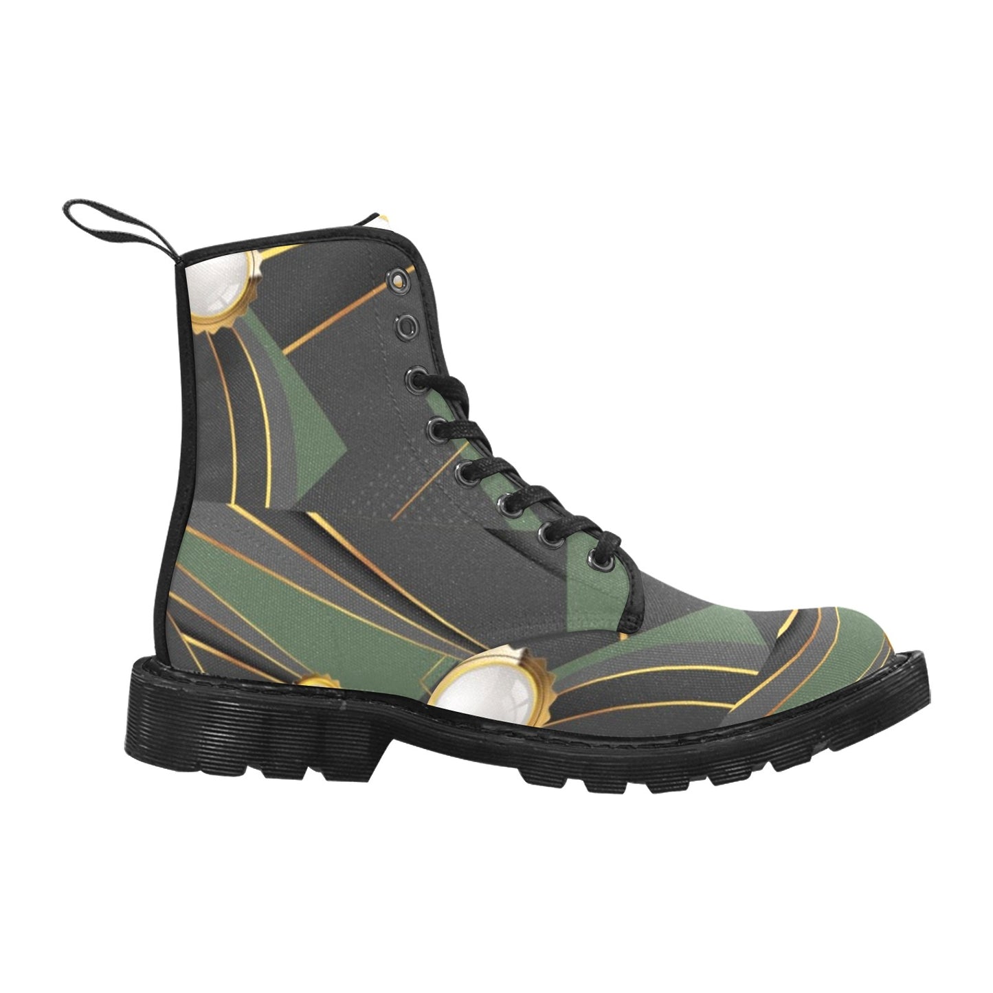 Green Abstract Custom Canvas Boots for Men