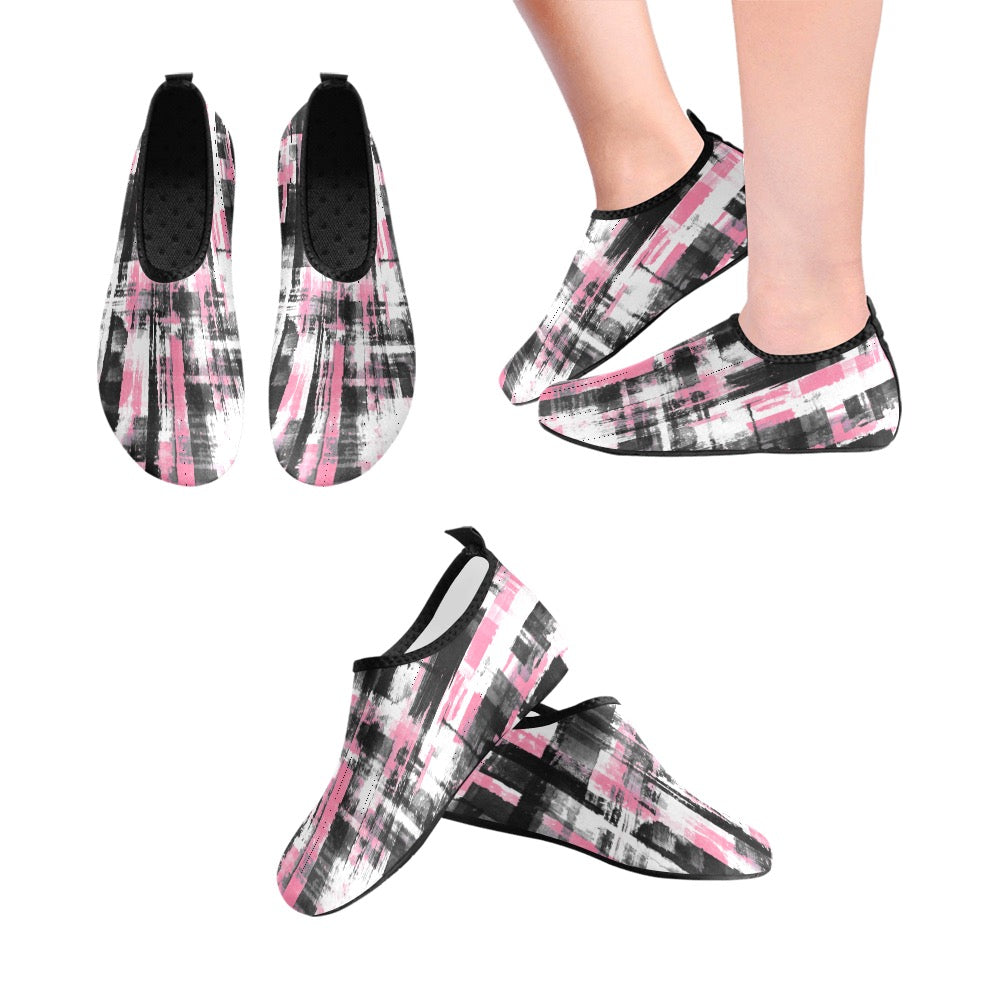 Pink, Black and White Kids' Slip-On Water Shoes