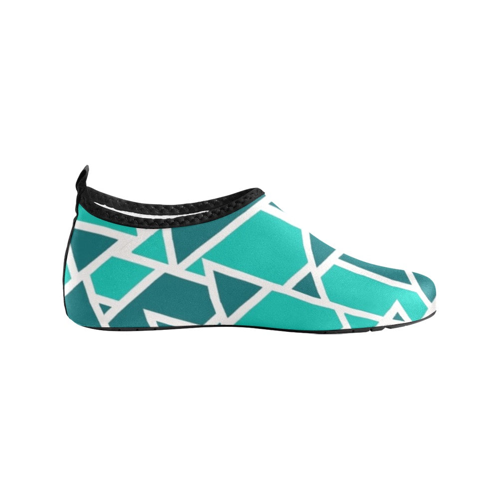 Teal Geometric Kids' Slip-On Water Shoes