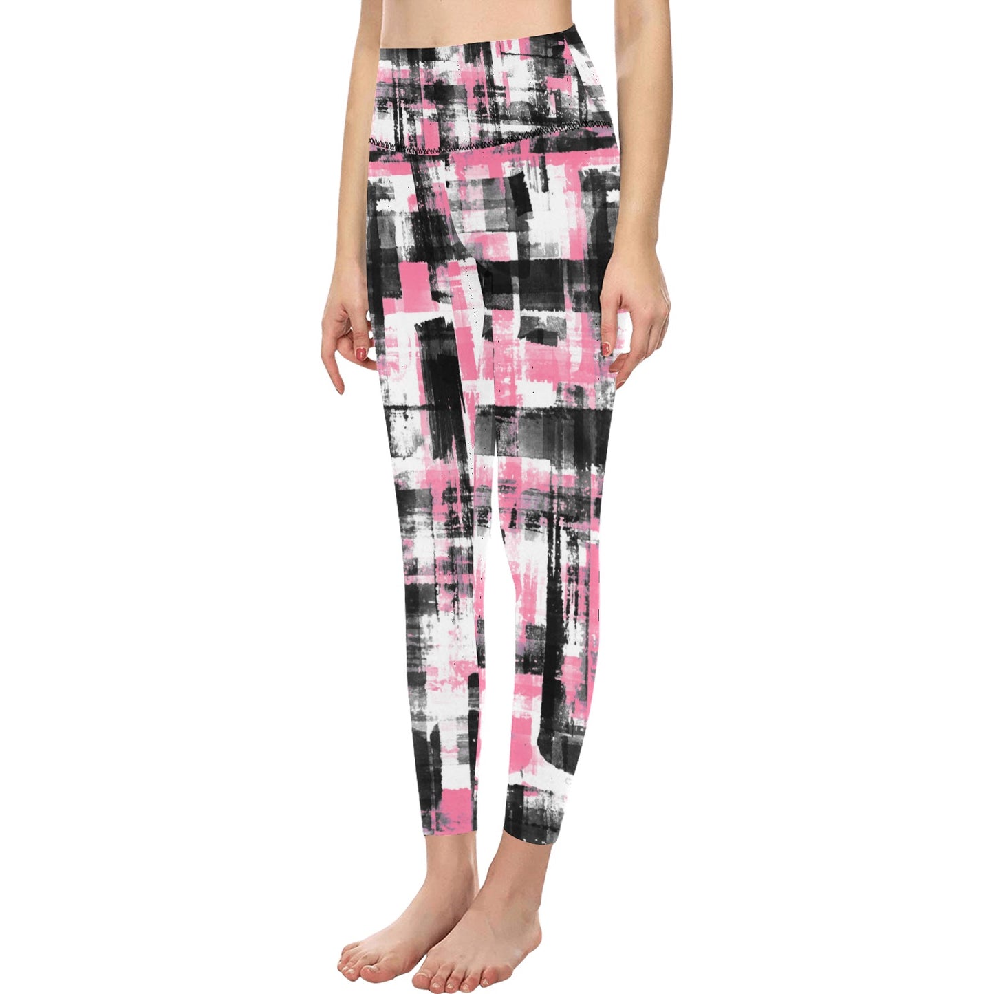 Pink, Black & White High-Waisted Leggings