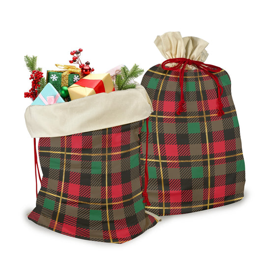 Christmas Squares Santa Claus Drawstring Bag 21"x32"