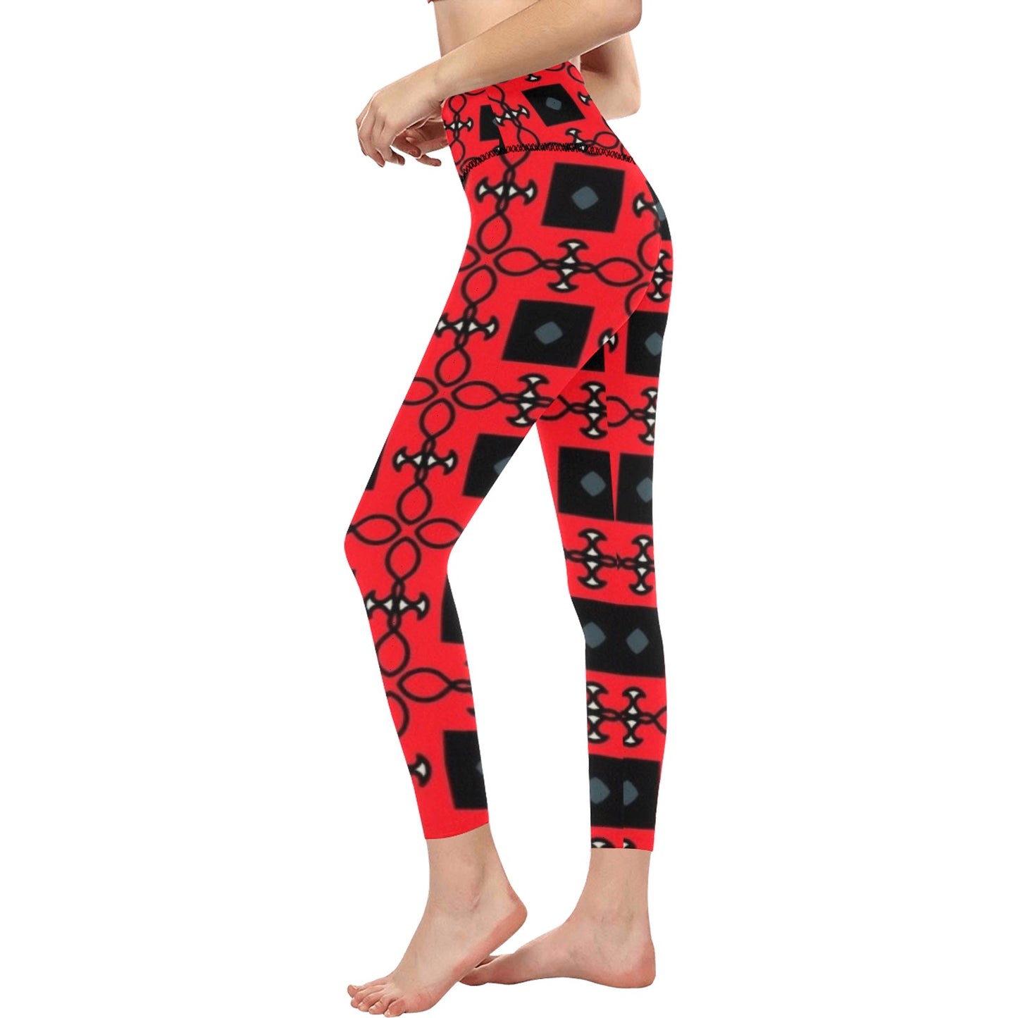 Black and Red Fashions High-Waisted Leggings