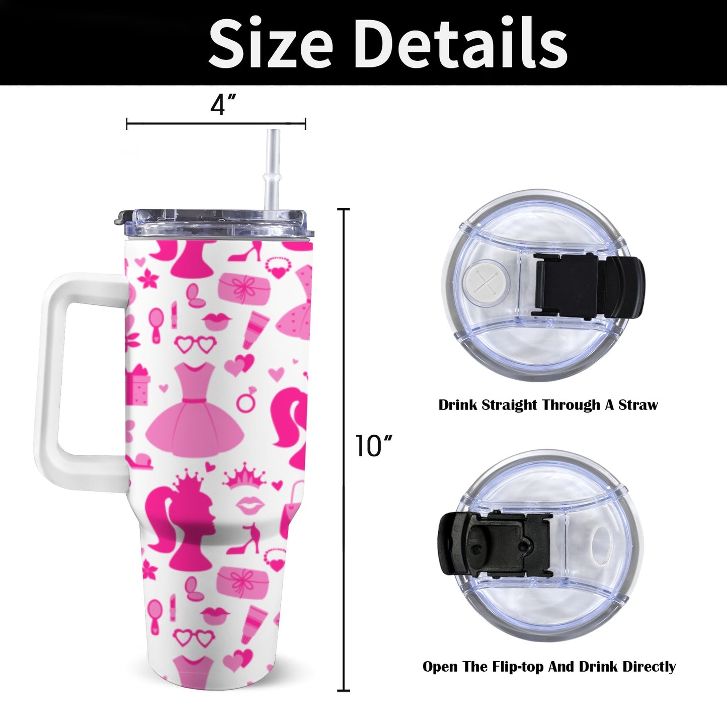 Barbie 40oz Tumbler with White Handle