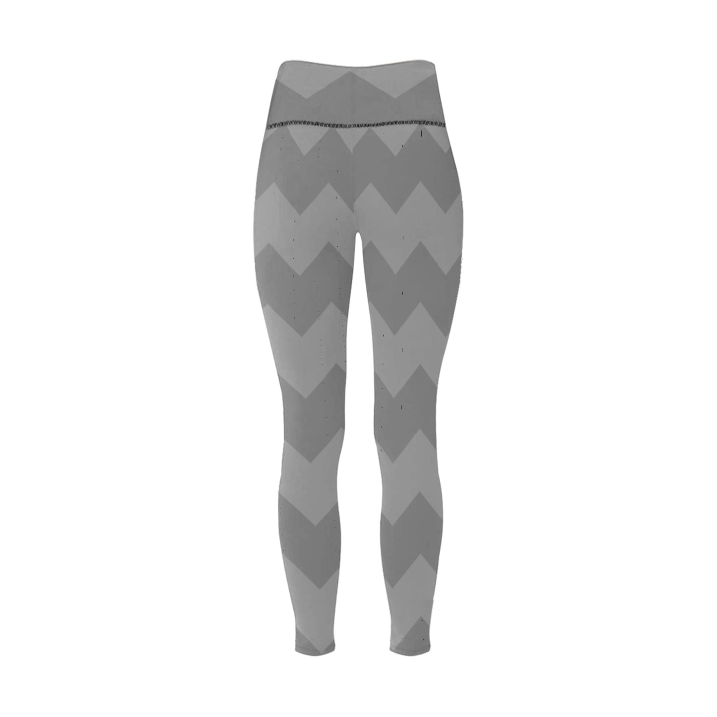 Gray Zigzag High-Waisted Leggings