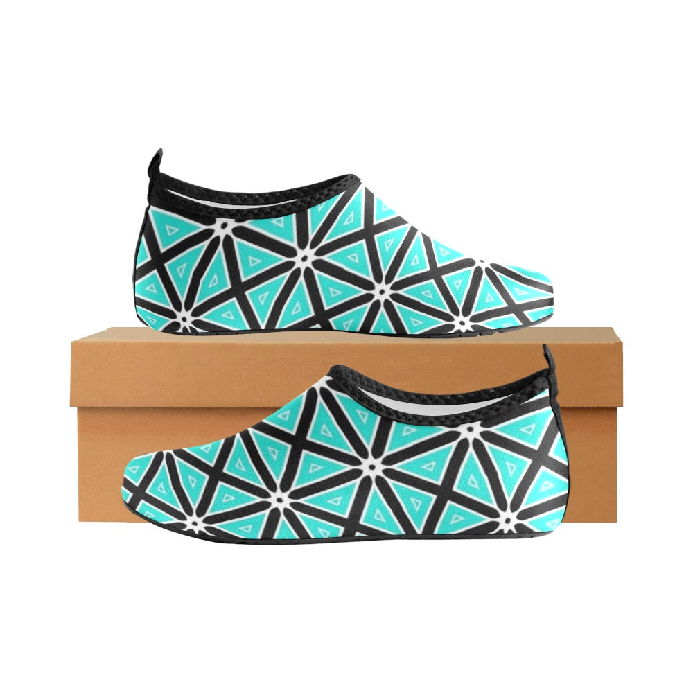 Teal Boxes Kids' Slip-On Water Shoes