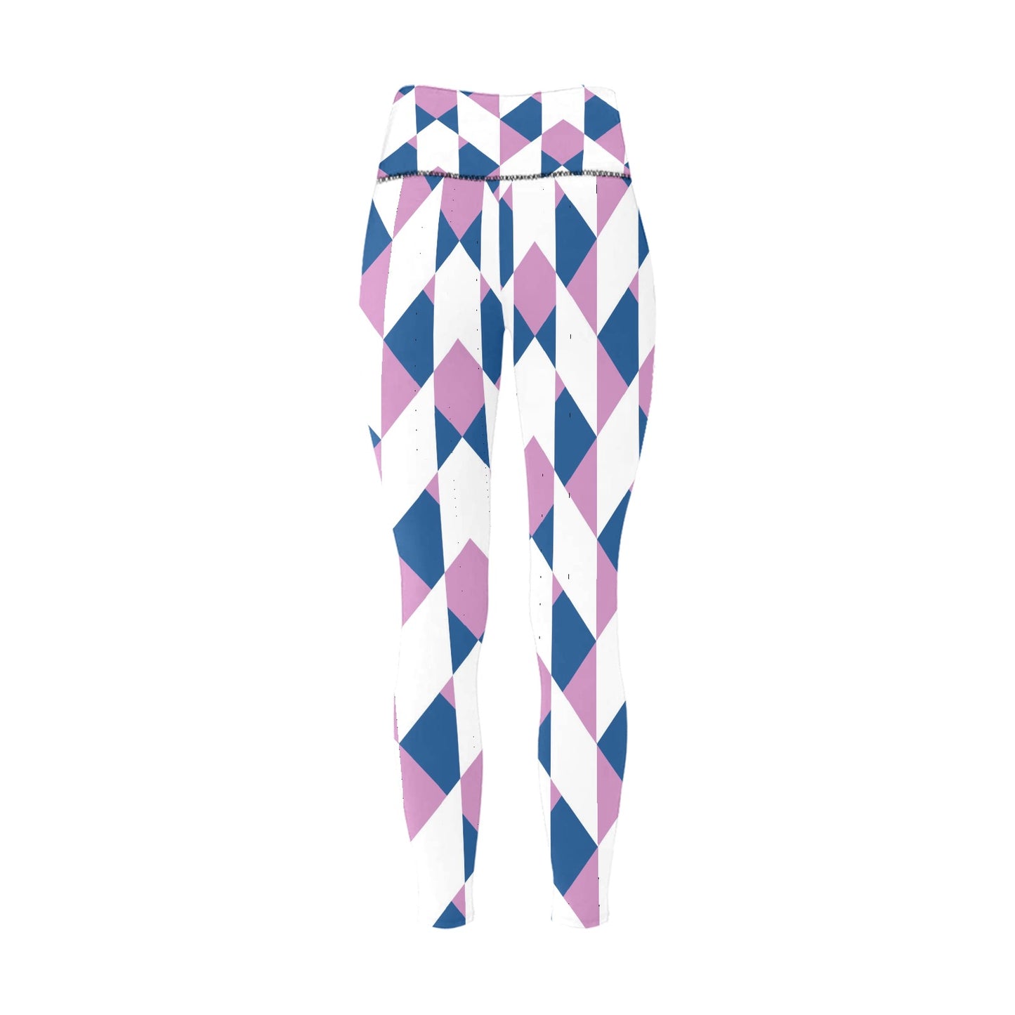 Abstract Checkered Pattern High-Waisted Leggings