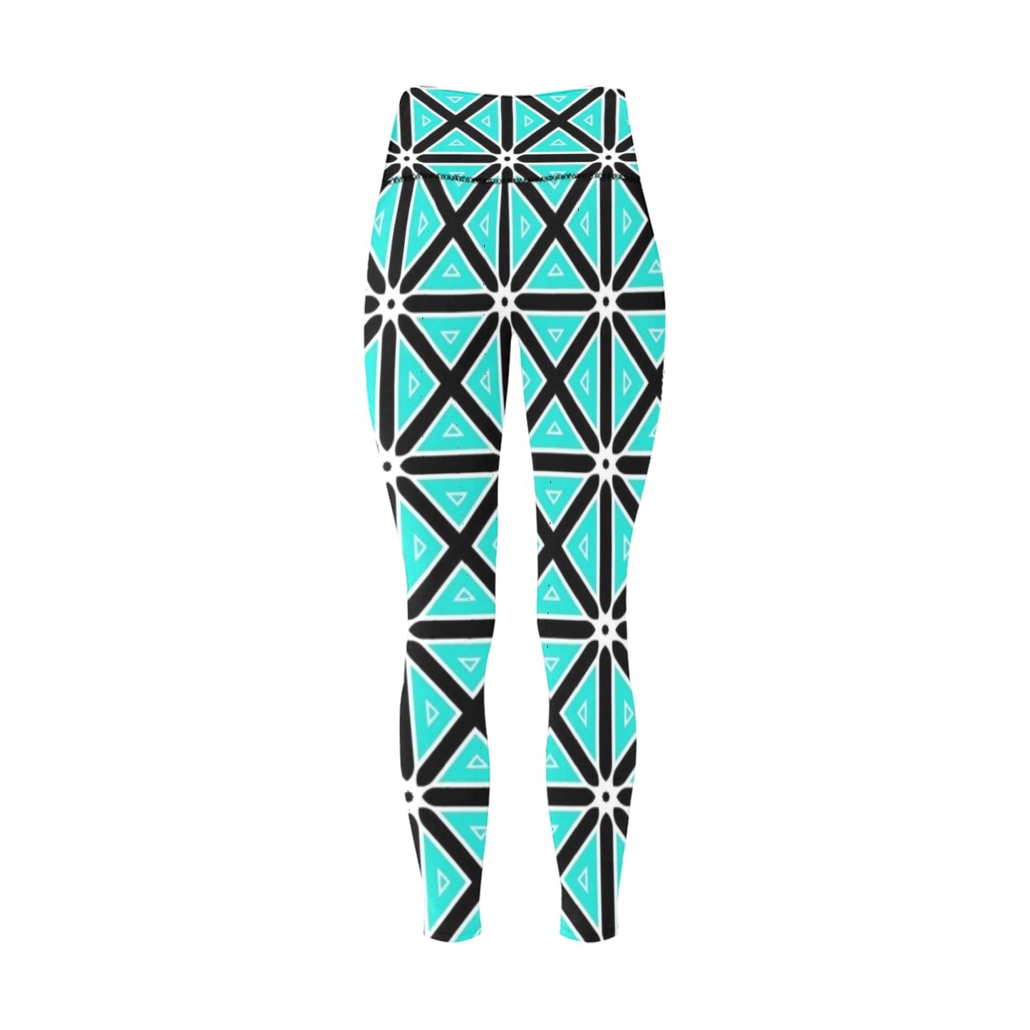 Teal Boxes High-Waisted Leggings