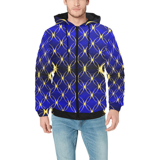 Royal Blue Fashion Men's Padded Hooded Jacket