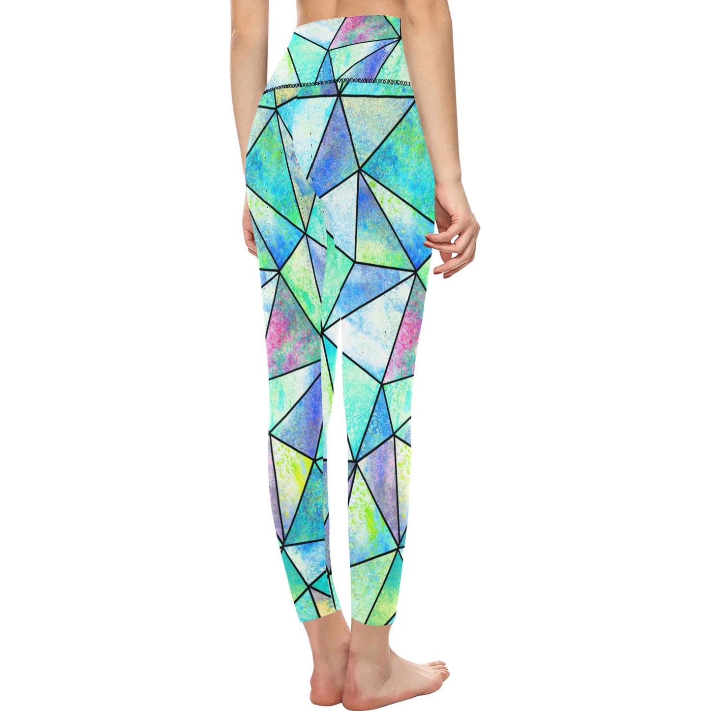 Teal Stain Glass High-Waisted Leggings